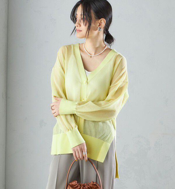 SHIPS for women「〈手洗い可能〉シアー ミドル丈 カーディガン ◇」|カーディガン|