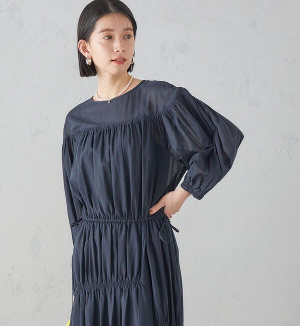 SHIPS for women「〈手洗い可能〉アシンメトリー ギャザー ワンピース」|ワンピース|