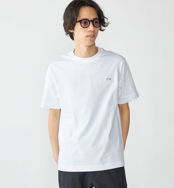 SHIPS「LACOSTE: TH5582-99 アウトラインクロック クルーネック Tシャツ」|Tシャツ・カットソー|ホワイト