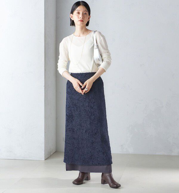 SHIPS for women「〈手洗い可能〉ジャカード ヘム フレア レイヤード スカート」|スカート|