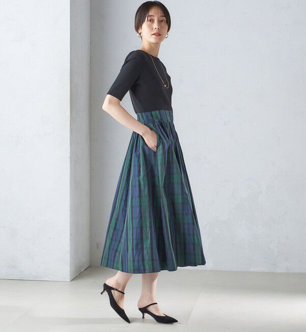 SHIPS for women「〈手洗い可能〉タフタ コンビ ニット パフスリーブ ワンピース」|ワンピース|