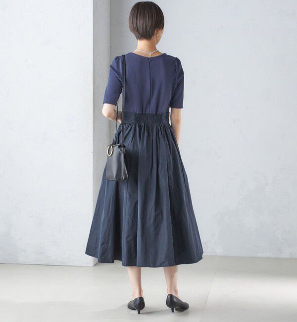 SHIPS for women「〈手洗い可能〉タフタ コンビ ニット パフスリーブ ワンピース」|ワンピース|