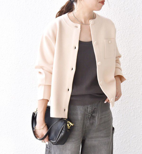 SHIPS any「SHIPS any: ミラノリブ ノーカラー ニット ジャケット カーディガン」|カーディガン|