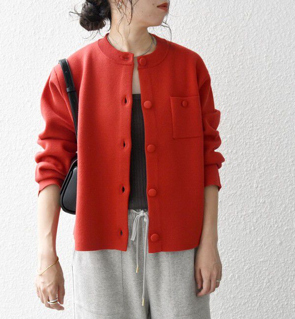 SHIPS any「SHIPS any: ミラノリブ ノーカラー ニット ジャケット カーディガン」|カーディガン|