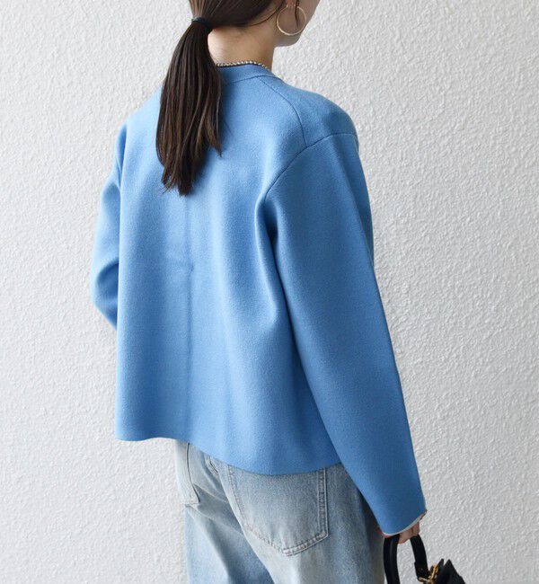 SHIPS any「SHIPS any: ミラノリブ ノーカラー ニット ジャケット カーディガン」|カーディガン|