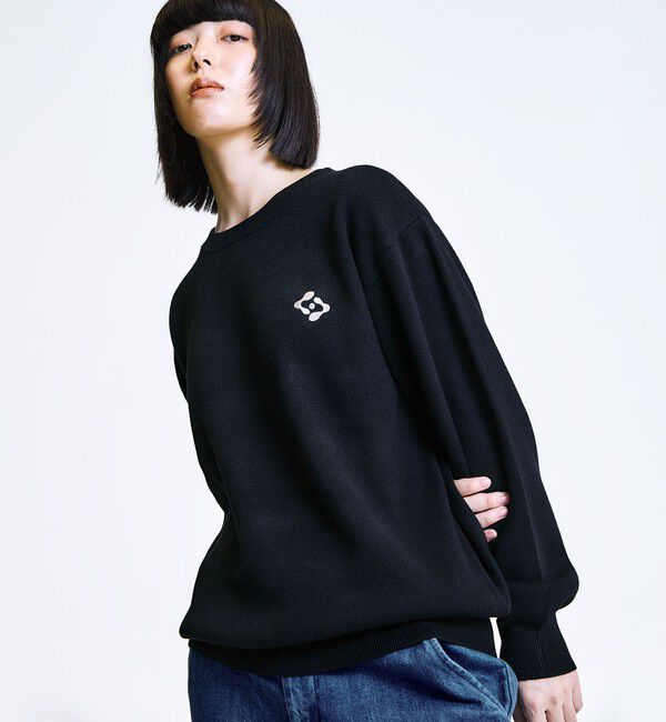 SHIPS「City Ambient Products:〈手洗い可能〉コンパクトリブ ワンポイント ロゴ ニット」|ニット・セーター|