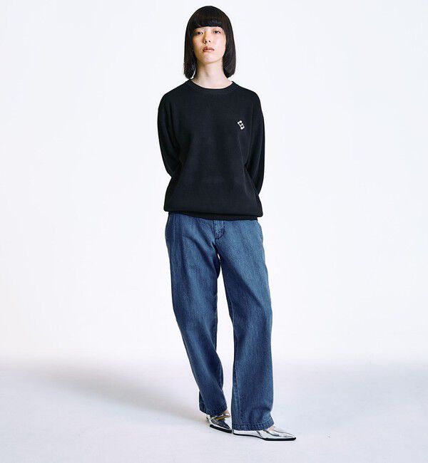 SHIPS「City Ambient Products:〈手洗い可能〉コンパクトリブ ワンポイント ロゴ ニット」|ニット・セーター|