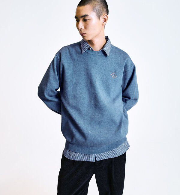 SHIPS「City Ambient Products:〈手洗い可能〉コンパクトリブ ワンポイント ロゴ ニット」|ニット・セーター|