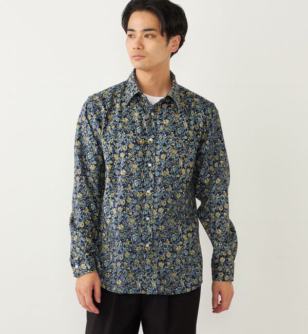 SHIPS Colors 「SHIPS Colors:〈洗濯機可能〉プリント ネル シャツ」|シャツ・ブラウス|ネイビー