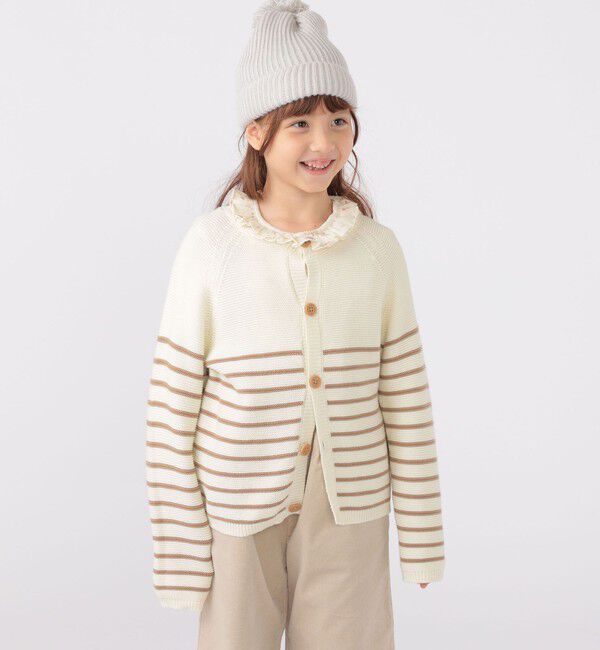 SHIPS KIDS「SHIPS KIDS:100～125cm /〈洗濯機可能〉ボーダー カーディガン」|カーディガン|