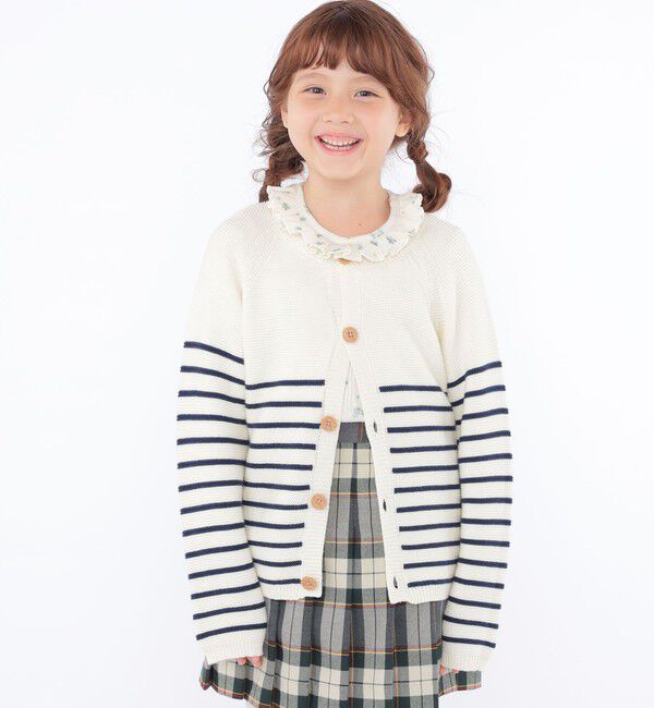 SHIPS KIDS「SHIPS KIDS:100～125cm /〈洗濯機可能〉ボーダー カーディガン」|カーディガン|