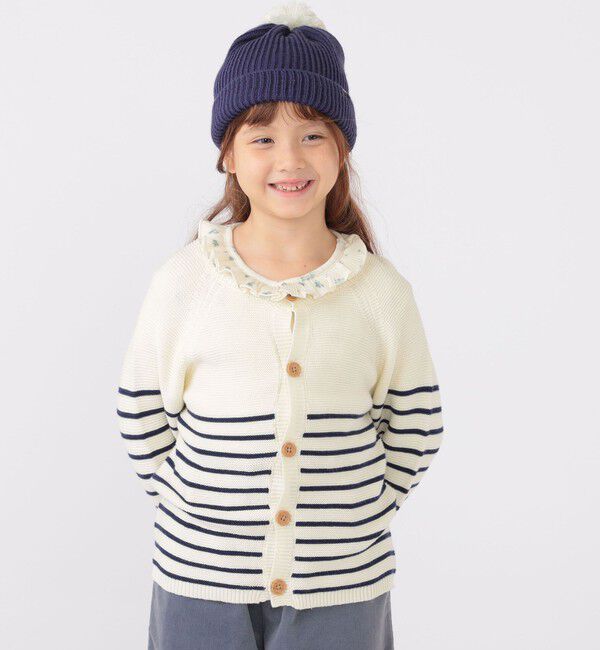 SHIPS KIDS「SHIPS KIDS:100～125cm /〈洗濯機可能〉ボーダー カーディガン」|カーディガン|