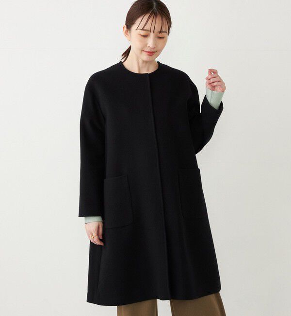 SHIPS Colors 「SHIPS Colors: ウール バックプリーツ ノーカラーコート」|ノーカラーコート|ブラック
