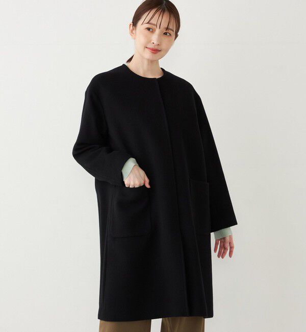 SHIPS Colors 「SHIPS Colors: ウール バックプリーツ ノーカラーコート」|ノーカラーコート|