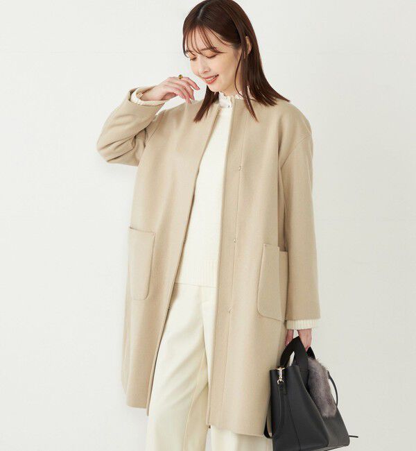 SHIPS Colors 「SHIPS Colors: ウール バックプリーツ ノーカラーコート」|ノーカラーコート|