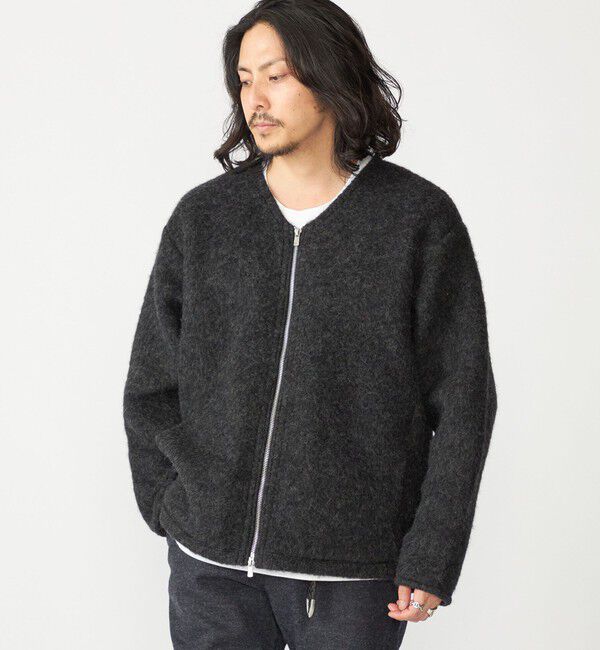 SHIPS「SHIPS: ブラッシュド ウール Vネック ジップ カーディガン」|カーディガン|