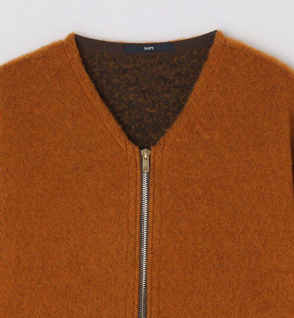 SHIPS「SHIPS: ブラッシュド ウール Vネック ジップ カーディガン」|カーディガン|