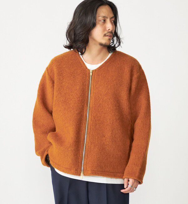 SHIPS「SHIPS: ブラッシュド ウール Vネック ジップ カーディガン」|カーディガン|