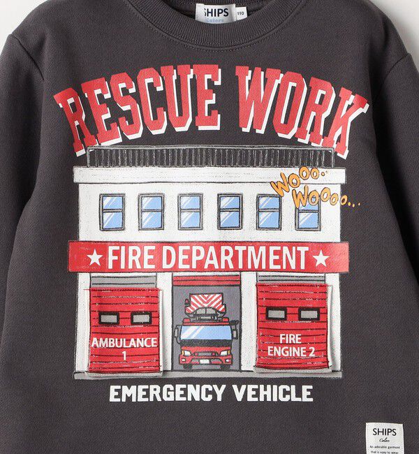 SHIPS Colors 「SHIPS Colors: 80～130cm / エマージェンシー ビハイクル(消防車) スウェット」|スウェット・ジャージ|