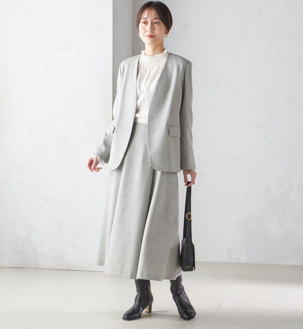 SHIPS for women「ウール ツイル カラーレス ジャケット（セットアップ対応）」|ノーカラージャケット|