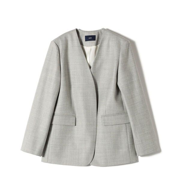 SHIPS for women「ウール ツイル カラーレス ジャケット（セットアップ対応）」|ノーカラージャケット|