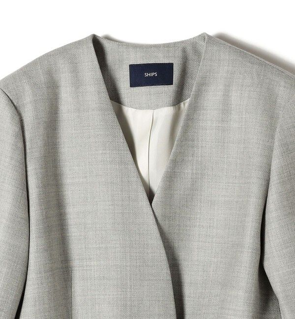 SHIPS for women「ウール ツイル カラーレス ジャケット（セットアップ対応）」|ノーカラージャケット|