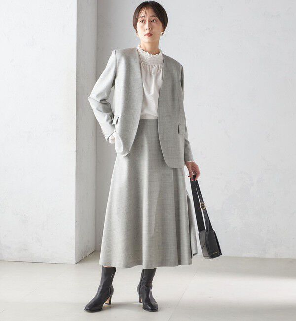 SHIPS for women「ウール ツイル カラーレス ジャケット（セットアップ対応）」|ノーカラージャケット|