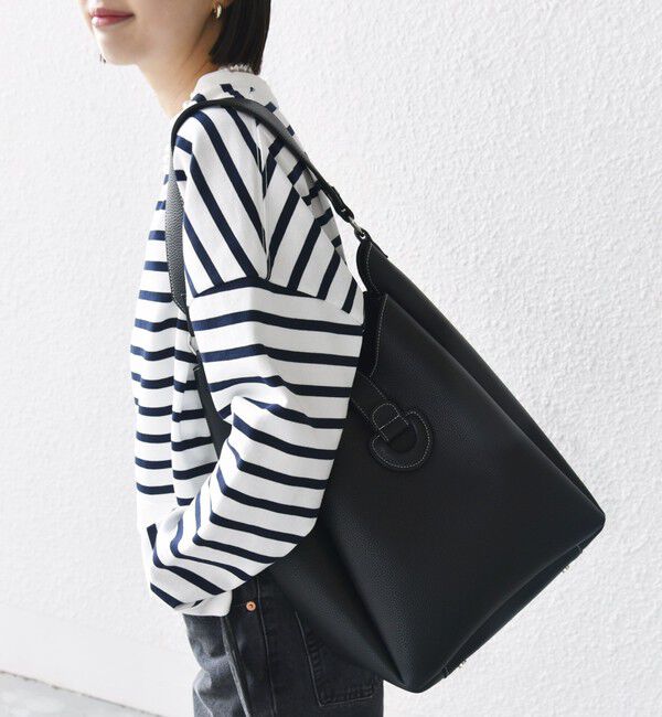 SHIPS for women「【WEB限定】ポーチ付 A4 ベルト モチーフ トート」|ショルダー・メッセンジャー|ブラック