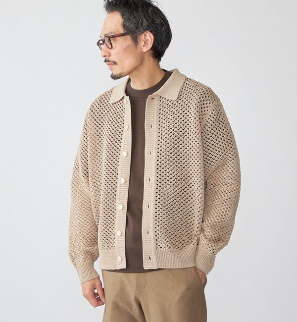 SHIPS「SHIPS:〈手洗い可能〉メッシュ ニット カーディガン」|カーディガン|ベージュ