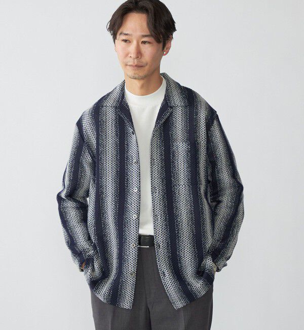 SHIPS「SHIPS: ハニカム メッシュ シャツ アウター」|シャツ・ブラウス|ネイビー