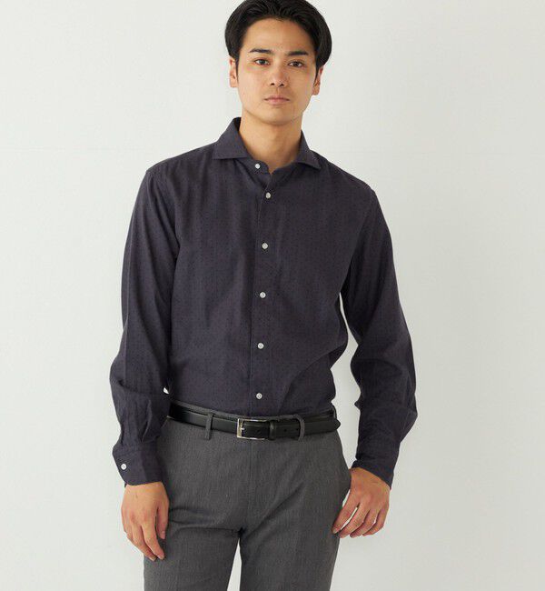 SHIPS Colors 「SHIPS Colors:コットン フランネル 小紋柄 プリント ワイドカラー シャツ」|シャツ・ブラウス|