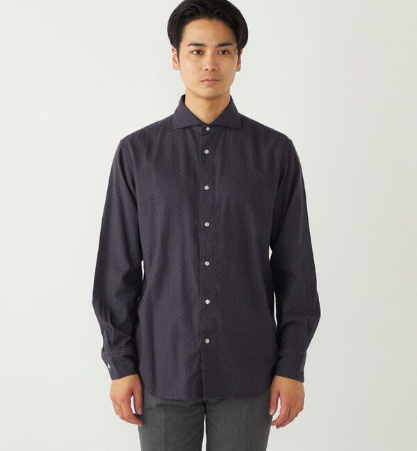 SHIPS Colors 「SHIPS Colors:コットン フランネル 小紋柄 プリント ワイドカラー シャツ」|シャツ・ブラウス|