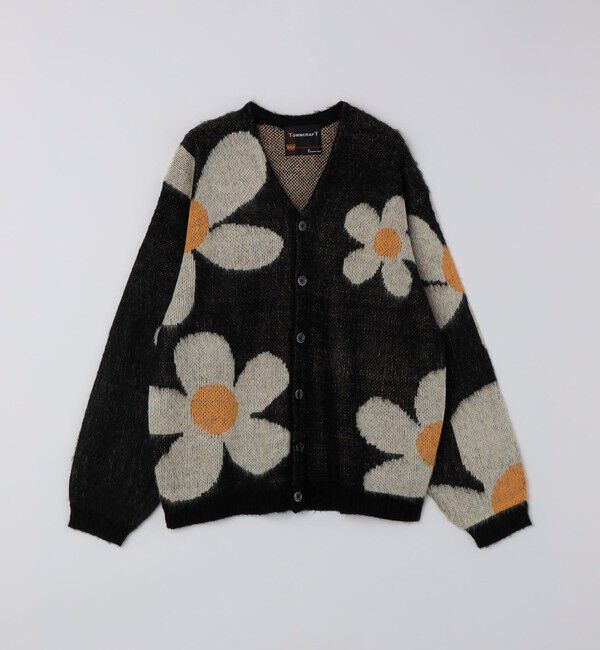 SHIPS「TOWNCRAFT: SHAGGY VINTAGE PATTERN V CARDIGAN」|カーディガン|ブラック