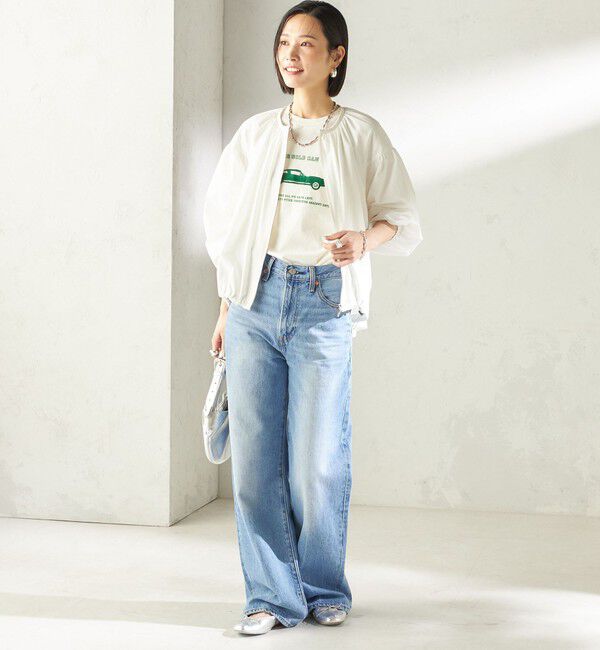 SHIPS for women「《予約》〈 接触冷感 / 撥水加工〉TEXBRID(R) タフタ ギャザー 羽織 ブルゾン」|ブルゾン・スタジャン|