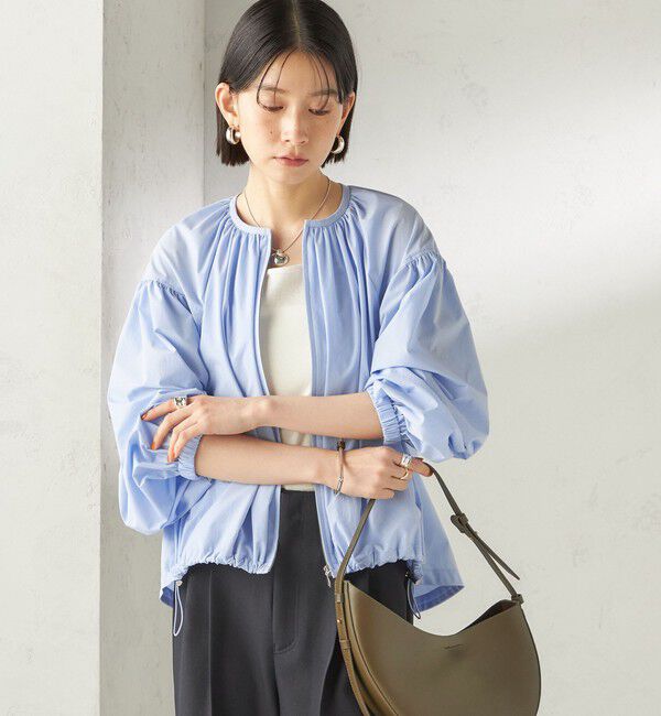 SHIPS for women「《予約》〈 接触冷感 / 撥水加工〉TEXBRID(R) タフタ ギャザー 羽織 ブルゾン」|ブルゾン・スタジャン|