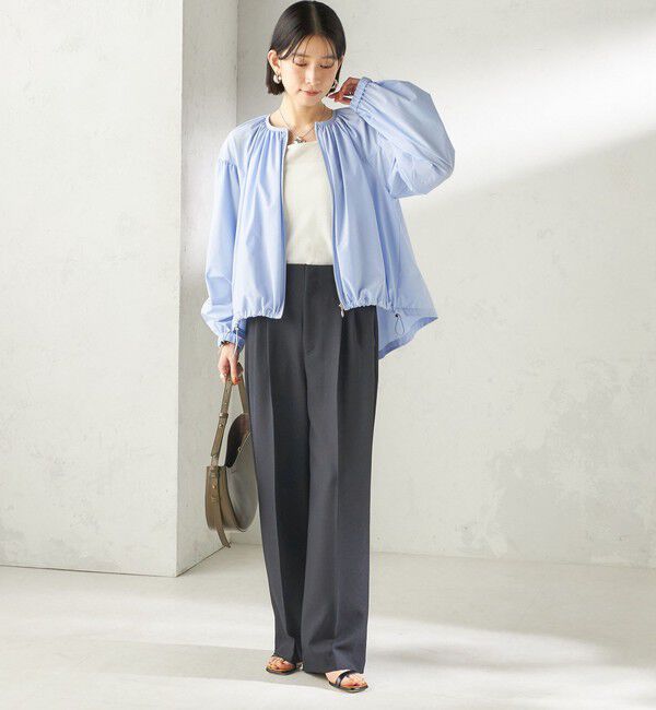 SHIPS for women「《予約》〈 接触冷感 / 撥水加工〉TEXBRID(R) タフタ ギャザー 羽織 ブルゾン」|ブルゾン・スタジャン|