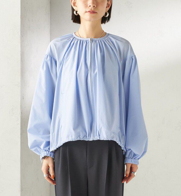 SHIPS for women「《予約》〈 接触冷感 / 撥水加工〉TEXBRID(R) タフタ ギャザー 羽織 ブルゾン」|ブルゾン・スタジャン|