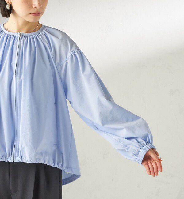 SHIPS for women「《予約》〈 接触冷感 / 撥水加工〉TEXBRID(R) タフタ ギャザー 羽織 ブルゾン」|ブルゾン・スタジャン|