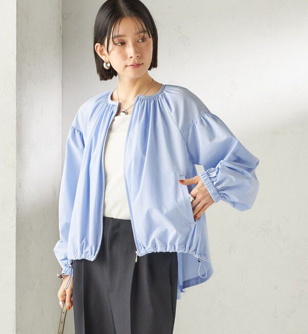 SHIPS for women「《予約》〈 接触冷感 / 撥水加工〉TEXBRID(R) タフタ ギャザー 羽織 ブルゾン」|ブルゾン・スタジャン|