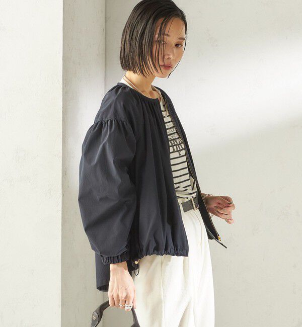 SHIPS for women「《予約》〈 接触冷感 / 撥水加工〉TEXBRID(R) タフタ ギャザー 羽織 ブルゾン」|ブルゾン・スタジャン|