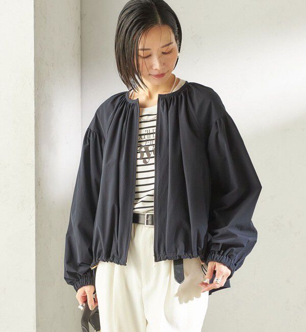 SHIPS for women「《予約》〈 接触冷感 / 撥水加工〉TEXBRID(R) タフタ ギャザー 羽織 ブルゾン」|ブルゾン・スタジャン|