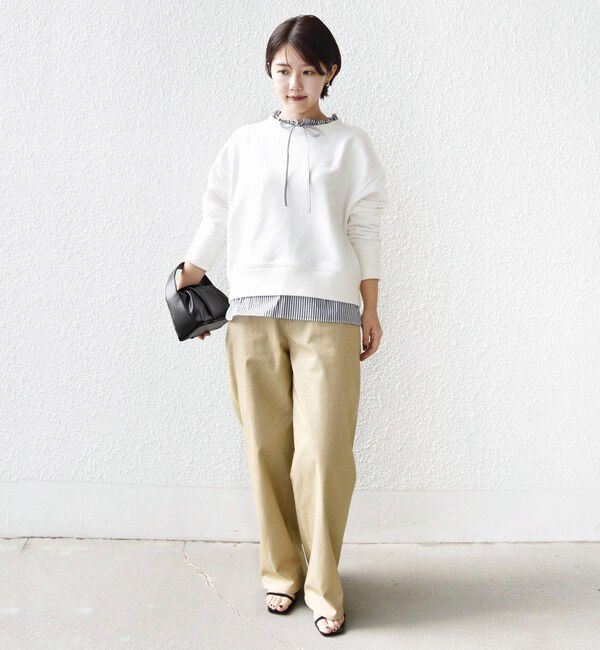 SHIPS for women「《一部追加予約》【WEB限定】〈手洗い可能〉ブラウス コンビ スウェット プルオーバー」|スウェット・ジャージ|