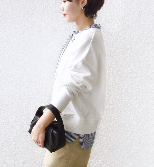 SHIPS for women「《一部追加予約》【WEB限定】〈手洗い可能〉ブラウス コンビ スウェット プルオーバー」|スウェット・ジャージ|