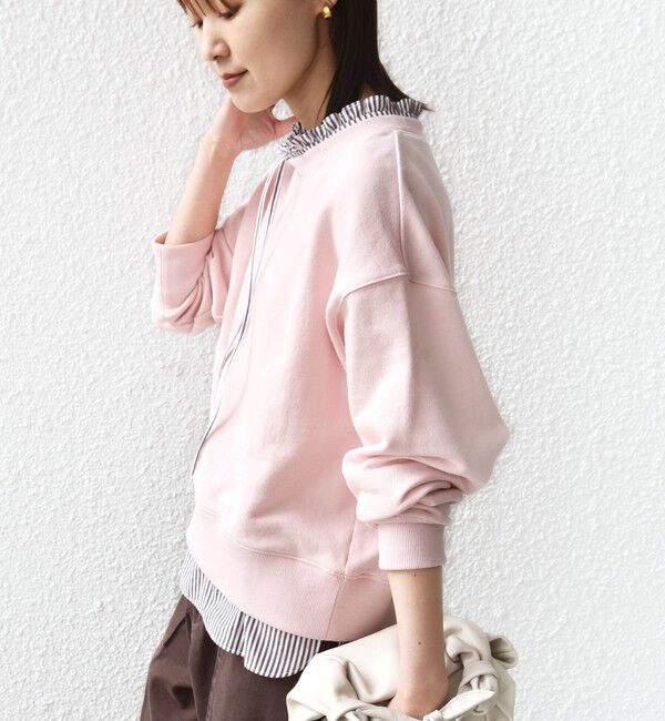 SHIPS for women「《一部追加予約》【WEB限定】〈手洗い可能〉ブラウス コンビ スウェット プルオーバー」|スウェット・ジャージ|