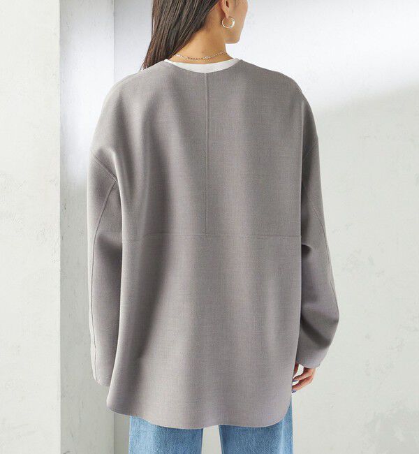 SHIPS for women「〈手洗い可能〉ストレッチ 二重織 リバー 仕立て ノーカラー コート」|その他|