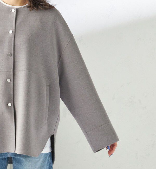 SHIPS for women「〈手洗い可能〉ストレッチ 二重織 リバー 仕立て ノーカラー コート」|その他|