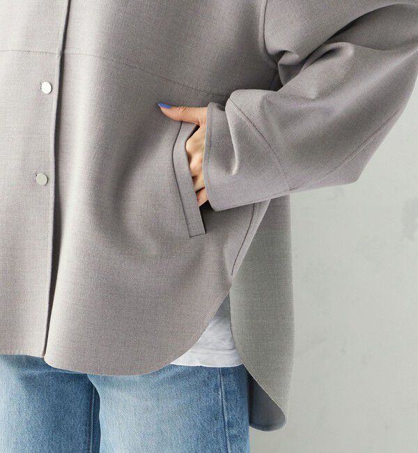 SHIPS for women「〈手洗い可能〉ストレッチ 二重織 リバー 仕立て ノーカラー コート」|その他|