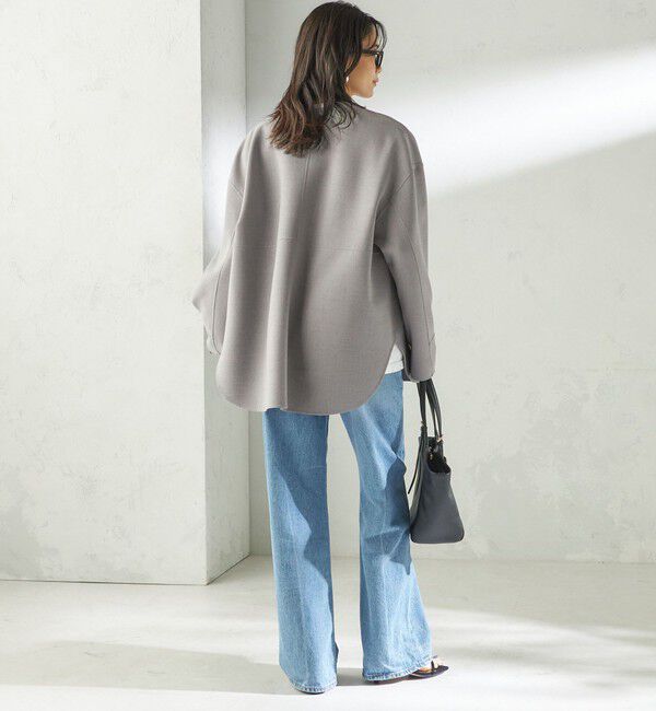 SHIPS for women「〈手洗い可能〉ストレッチ 二重織 リバー 仕立て ノーカラー コート」|その他|