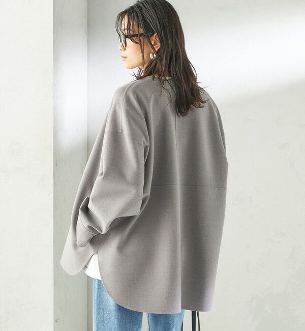 SHIPS for women「〈手洗い可能〉ストレッチ 二重織 リバー 仕立て ノーカラー コート」|その他|