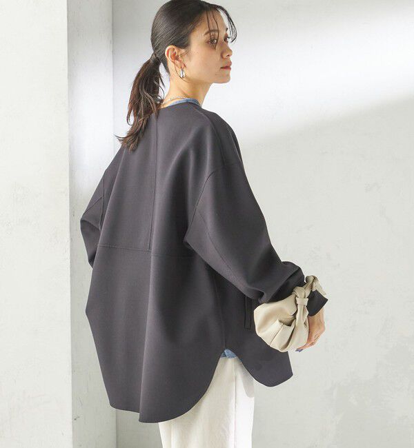 SHIPS for women「〈手洗い可能〉ストレッチ 二重織 リバー 仕立て ノーカラー コート」|その他|